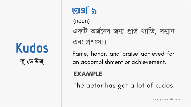 Kudos Meaning In Bengali Kudos Grammar Hub